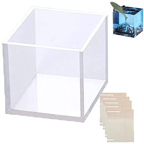Surakey Moule en Silicone Carré Moule en Résine pour Cubes de Présentation D'ornements DIY Carré Moule à Savon en Silicone Carré Moule à Bougie pour Bijoux Pendentifs Artisanale Décorations 10cm