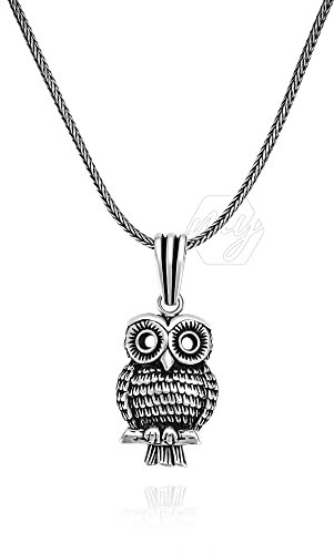 mysilverworld 925 Sterling Silber Eule Design Herren Halskette mit Fuchsschwanz Kette 60cm Metall Kein Edelstein, 60cm, Metall, Kein Edelstein
