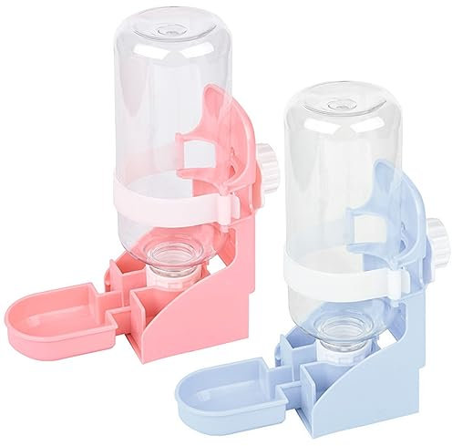 Kaninchen Automatischer Wasserspender, 2 Stück 500ml Hängend Haustier Wasserspender Haustier Trinkflasche für Hamster Kaninchen Chinchilla Igel Eichhörnchen Kleintiere (Weiß, Rosa, 20,5 * 15 * 8,3cm)