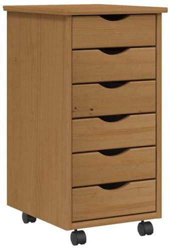 vidaXL Rollschrank mit Schubladen MOSS Honigbraun Massivholz Kiefer