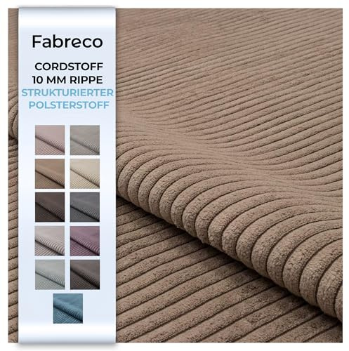 Fabreco CORDSTOFF Meterware LINKO (100 cm x 140 cm) – Superweicher Breitcord-Samt Stoff Meterware für Sofa & Stühle – Polsterstoff für Möbelstoff – Möbelstoffe, Dekostoff & Stoffe DIY (Cappuccino 17)