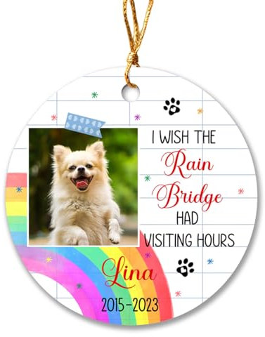 Christbaumschmuck Keramik Weihnachtsanhänger Anhänger Weihnachtsbaumschmuck Hängende Ornamente Weihnachtsdeko Ich Wünschte, Die Regenbrücke Hätte Besuchszeiten 2023, Personalisiertes Foto-Haustier