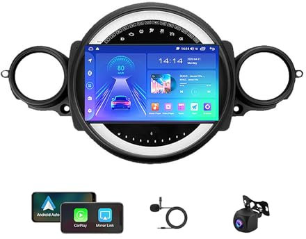 Android 12 Double DIN Radio EstéReo Coche para BMW Mini Cooper R56 R60 2007-2015 Pantalla Táctil 9 Pulgadas Reproductor Multimedia Estéreo Car-Play Soporte GPS Mando Volante DSP WiFi Carplay (Color :