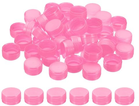PATIKIL Tappi di Bottiglia Plastica da 1.2 Pollici per Artigianato, 50Pz Tappi a Vite Riutilizzabili per Bottiglie Vuote per Decorazioni Fai da Te, Rosa