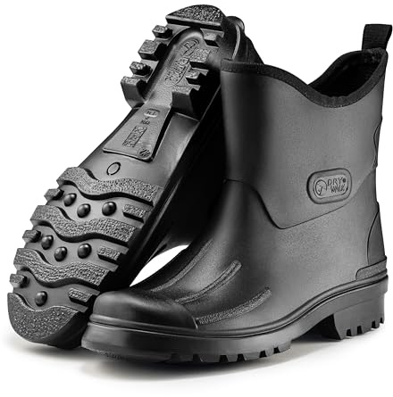 Ultrapower Bottes en caoutchouc pour homme | Bottes de pluie en caoutchouc | Bottes basses en caoutchouc | Bottes de boue mi-hautes | Design brossé | Tailles 40-48, Noir , 43 EU