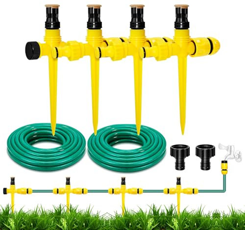 UCINNOVATE Irrigatore da giardino, irrigazione per prato con rotazione a 360°, kit di irrigazione per giardino fuori terra, ampia copertura, sistemi di irrigazione per giardino, grande sistema di