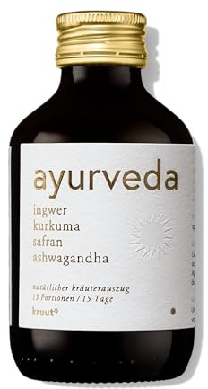 Kruut – Ayurveda Kräuterauszug bio 150ml – Goldenes Elixier aus kraftvollen Kräutern – Ingwer, Kurkuma, Kardamom, Safran & mehr – Oxymel Tinktur Kräuterdrink Sirup Kur