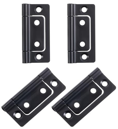 sourcing map 4Pcs 2x1 Inch Door Hinges Non-Mortise No Noise Bifold Door Hinges Plating for Cabinet Furniture Window Wardrobe, Black