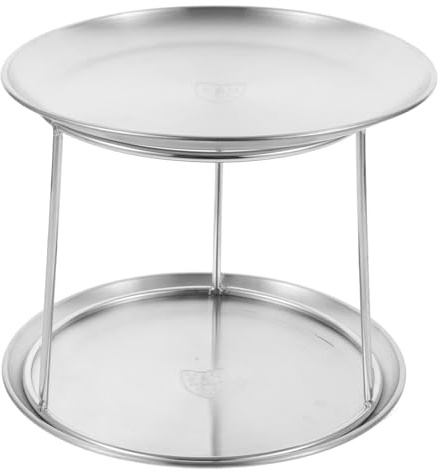 Amosfun Stainless Steel 2 Tier Seafood Platter Stand 6.3 Top & 7.1 Bottom Serving Tray with Handles for Buffet Parties Oyster Lobster Crab Display