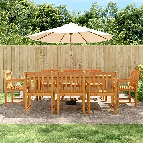 XGWKCNV Gartenmöbel-Set, 9-teilig, Massivholz, Akazie, Gartenmöbel-Sets