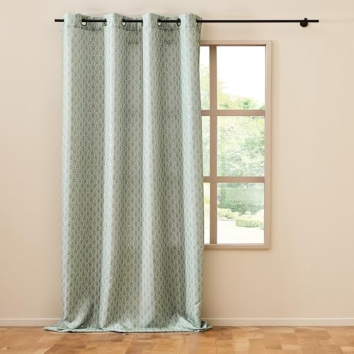 Douceur d'Intérieur, Tenda con occhielli (140 x 260 cm) Piana Salvia, poliestere con stampa metallizzata