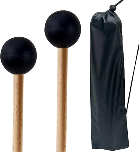 2 Stück Gummischlägel für Glockenspiele, 38 cm lange Schlägel mit Schlägeltasche, Zubehör für Schlaginstrumente wie Pauken, Steel Drum, Marimba, Xylophon und Handpan, ideal für Anfänger | Schlaginstrument-Zubehör für Pauken, Stahltrommel, Marimba, Xylophon, Handpfanne, ideal für Anfänger, 38,1 cm