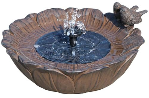 Solar Bird Bath Fountain,Sunflower with Resting Bird,Solar Powered with 3 Nozzles,Outdoor Garden Bird Bath,Solar Water Fountain for Bird Bath,Hummingbird Bird Bath for Outdoor