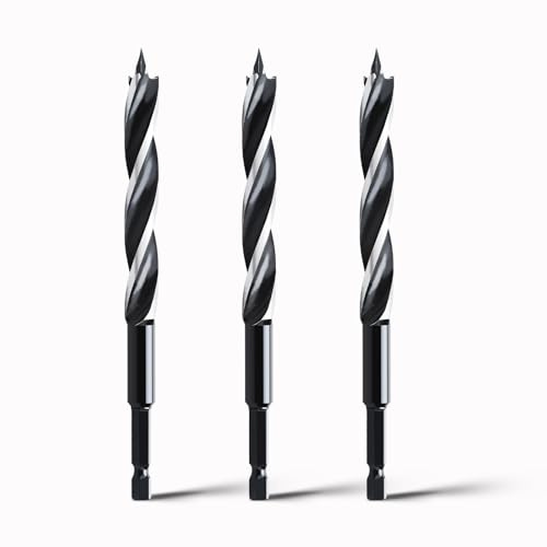 hsawbit Wood Drill Bits, 3pcs x 10mm x 155mm Auger Drill Bit Extra Long