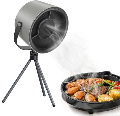 ORIA Portable Extractor Fan, Portable Range Hood Kitchen with 3-Speed Exhaust Fan, 1200Pa Suction, 5 Filter Pads, Low Noise, Detachable Desktop Cooker Hood for Cooking, Hot Pot, BBQ - Black