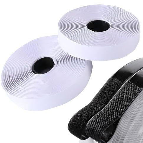 Cinta Adhesiva Doble Cara ExtraFuerte, Belcro Pegamento Cinta largo 3m ancho 25mm, Lazos de Bucle y Gancho separado, Hook Loop, Lana y Nylon, Usos: Costura, Ropa, Bricolaje (Blanco)
