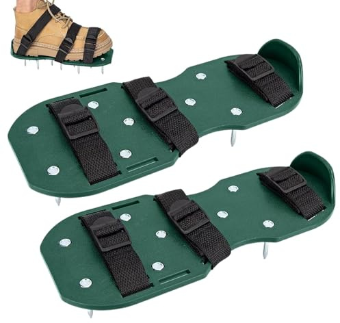 Zapatos de espiga, zapatos de césped - 2x aireador ajustable para césped - Especias robustas accesorios de jardín domésticos, suministros de jardinería, zapatos de jardinería para jardín de pe