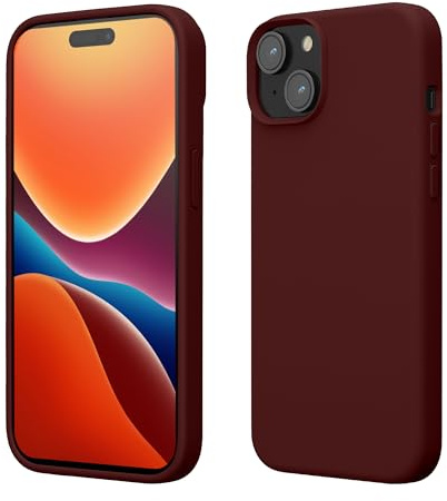 kwmobile Cover per Apple iPhone 15 Custodia - Back Case Antiurto Bordo Rialzato - in Silicone TPU Flessibile - viola bordeaux