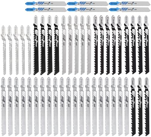 Tczecoo 52 Stück Stichsägeblätter Set, T-Schaft Stichsägeblätter | Professional Stichsägeblätter Holz, Stichsägeblätter Metall, Zubehör Stichsäge Mit Transparenten Koffer für Holz and Metall