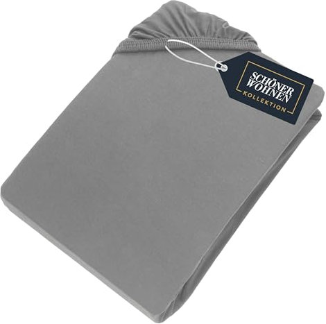 SCHÖNER WOHNEN Spannbettlaken 180x200cm Grau bis 200x200cm - Luxus Spannbetttuch aus Jersey-Baumwolle Öko-Tex Zertifiziert - für Matratzen bis 30 cm & Boxspringbett – Bettlaken für King