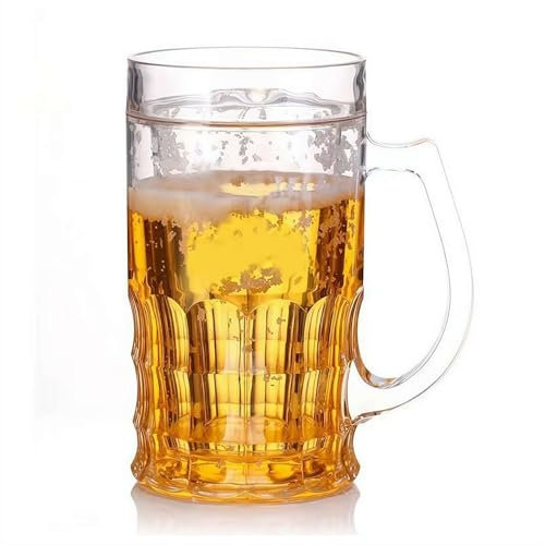 LQQDREX Tazza di birra finta, 400 ml, a doppio strato, realistica, con manici, divertente tazza di birra, novità tazze di plastica, tazze di birra finte per bevande da bar, tazze scherzi o decorazioni