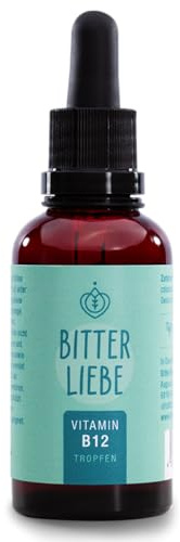 BitterLiebe - Vitamin B12 Tropfen hochdosiert - 500µg B12 pro Tagesdosis - doppelt aktiv mit Methylcobalamin und Adenosylcobalamin - unterstützt die Blutbildung * und das Nervensystem *