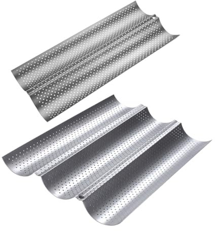 Ipetboom Molde Superficie Lisa y Fácil de Limpiar 2 Piezas de Acero Inoxidable Hornear Pan Francés para Adecuado para Cocina en Casa y Panaderías