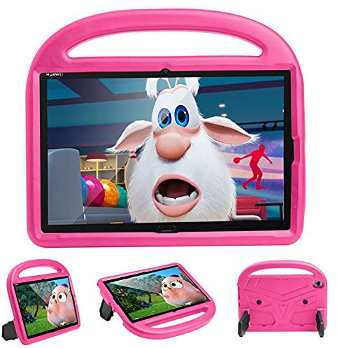 Resa med surfplatta Tablet Väska till Huawei M5 / m6 10,8 tums kiselfall For barn, For chocktäta lättviktigt droppskyddat stativ tablettfall, med handtag och kickstand(ROSERED)