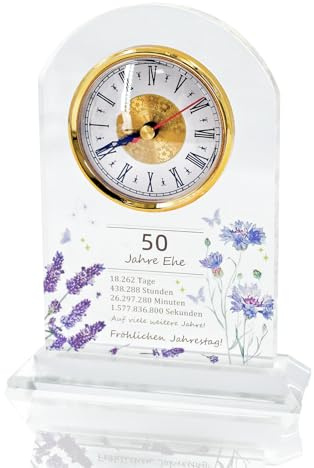CeyKvo Geschenk zum 50. Hochzeitstag, Jubiläums-Quarzuhr, Tischuhr, 50. Hochzeitstag, Goldene Hochzeit, geeignet für Paare, Eltern, Großeltern (50. Jahrestag)