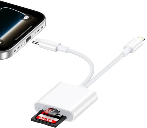 SD Card Reader for iphone,2 in 2 Lightning USB C SD Card Reader With SD+TF Memory Card Reader for iphone 17/16/15/14/13/12/11, Ipad, Samsung, Laptop