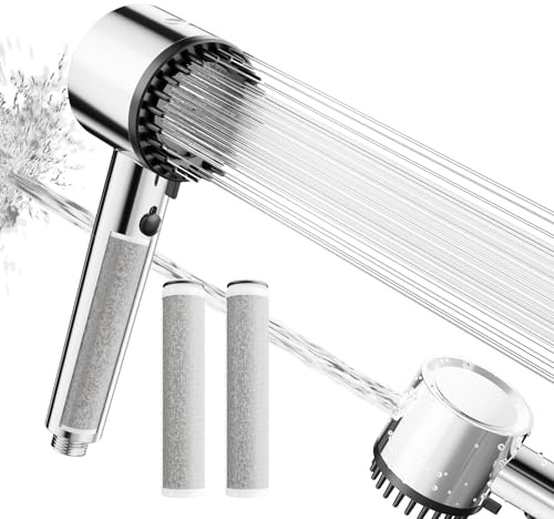 Cobbe Filter Shower Head with 3 Pack 2.0 Carbon Shower Filter, Hard Water High Pressure Shower Head with 20 Stage Filter, 4+1 Spray Mode Powerful Built-in Power Wash for Remove Chlorine, Chrome