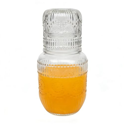 Juego De Garrafa Para Agua Y Vaso Para La Mesita De Noche Del Dormitorio - Jarra Elegante Con Diseño De Copos De Nieve - Jarra de,para Mesita de Noche Dormitorio Cocina y Bebidas