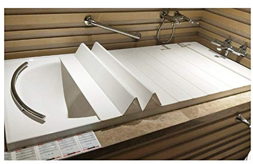 Cubierta Aislante para bañera, Panel Antipolvo para bañera, bandejas Plegables para bañera, Panel de Almacenamiento para Accesorios de baño 25 (Color: Blanco)