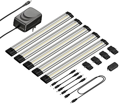 Parlat Apparecchio LED sottopensile Siris, touch dimmer, piatto, 30cm, 370lm ciascuno, bianco, set di 5