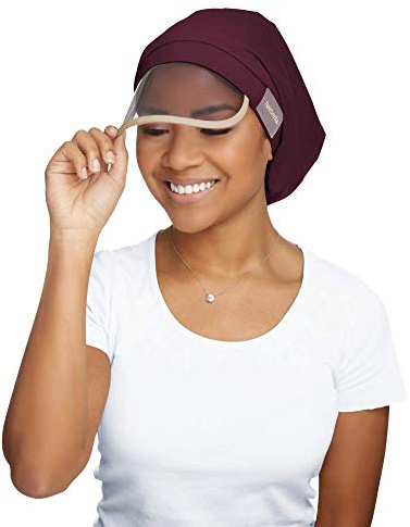 Hairbrella 100% Waterproof Rain Hat, Satin-Lined Cap, UV Sun Protection, Full Hair Coverage, Packable Travel Accessory (Plum)