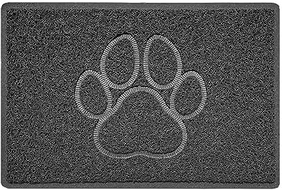 Nicoman Paw Embossed Shape Door Mat Dirt Trapper PVC Spaghetti Mat Washable Quick Drying Barrier Doormat-Dark Grey (Watertight Rubber-Back)-Small (60x40cm)