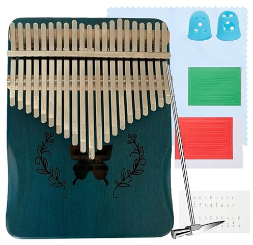 Generic Kalimba 21 Keys Thumb Piano with Tuning Hammer Mbira Finger Organ Delicate Kalimba Finger Piano Gift for Kids for Kids Adult Beginners Blue Butterfly