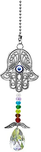Crystal Sun Catchers with Wings for Windows, Hamsa Hand Car Hanging Accessories Suncatcher for Women and Men