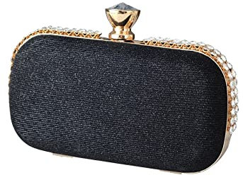 CORIOS Abendtasche Damen Strass Clutch Tasche Shiny Diamant Handtasche Klein Tasche Elegante Handtasche Schultertasche Umhängetasche Hochzeit Abschlussball Party Brauttasche Schwarz