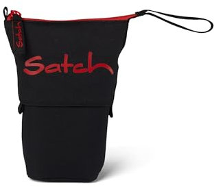 satch Pencil Slider extra groß inkl. Trennfach Reißverschlussfach Stiftehalter Geodreieck Sichtfenster für Stundenplan Fire Phantom - Schwarz