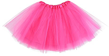Yolev Jupe Tutu Femme en Tulle Rétro à 3 Couches avec Doublure pour Adultes en Rose Rouge pour Halloween, Rock Party, Festival, Stage Performances, 80s Concerts, Masquerade, Christmas, Cosplay