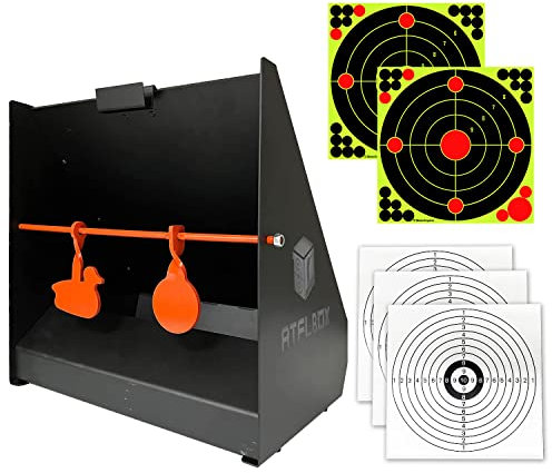 ATFLBOX Kleinkaliber Kugelfangkasten Pellet Catcher inkl. Pendelziel und 5 Bullseye-Papierzielen für das Kaliber .177 .22, kugelfang für Luftgewehr, Airsoft, BB Gewehre