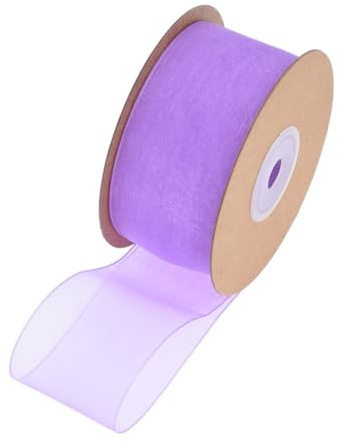 Yurosiay Nastro in organza 50 iarde × 10 mm, nastri in organza trasparenti, nastri in organza e chiffon per fiocchi, nastri per regali, nastri decorativi, tulle per matrimoni, feste, ghirlande, torte