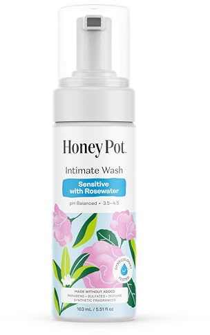 The Honey Pot Company - Feminine Wash - Herbal Infused - Sensitive Skin Types - PH Balanced Plant Based Hygiene Products - Sensitive w/Rosewater - 5.51 Fluid Oz.