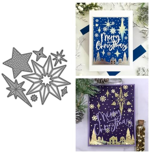 Sredwtk Stern Stanzschablonen Weihnachten Sterne Metall Prägeschablonen Stanzformen Schneiden für DIY 3D Karte Sammelalbum Scrapbooking Fotoalbum Deko