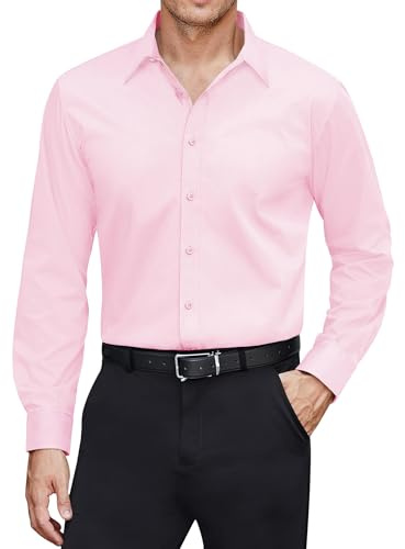 J.VER Herren Hemd Fleckenschutz Hemden Regular Fit Bügelleichtes Langarmhemd Klassisch Stretch Businesshemd Freizeit Hochzeit Hemd