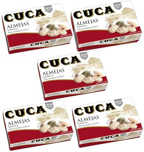 Cuca Almejas al natural 20/30 piezas, 1 pack de 5 latas de 85gr