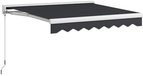 Outsunny Gelenkarmmarkise 2,5 x 2 m Elektrische Markise mit Handkurbel, Fernbedienung Wandmontage Sonnendach Balkonmarkise für Garten Alu Grau