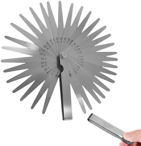 Norhogo Spessimetro, Spessimetro 32 Lame 0,03-1,00mm/0,001-0,04 Strumento di misurazione dello spessimetro a lamelle in Acciaio per misurare la Larghezza o Lo Spessore della Fe