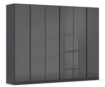 Rauch Möbel MONOSTAR, Schrank, Glas Basalt/Grau metallic, Breite 271 cm | Kleiderschrank, Garderobenschrank, 6-türig, mit Glasfront, Zubehör Premium, für Schlafzimmer, Kinderzimmer, Garderobe
